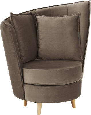 Křeslo ve stylu Art Deco, taupe hnědošedá Paros látka / dub, ROUND NEW