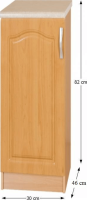 Kuchyňská skříňka LORA MDF NEW KLASIK S30, olše, levá