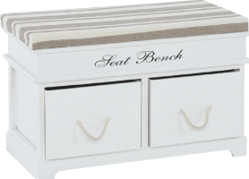 Dřevěná lavice s polštářem SEAT BENCH 1 NEW, bílá