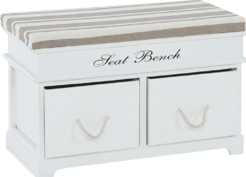 Dřevěná lavice s polštářem SEAT BENCH 1 NEW, bílá