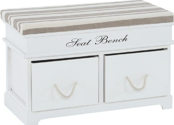 Dřevěná lavice s polštářem SEAT BENCH 1 NEW, bílá
