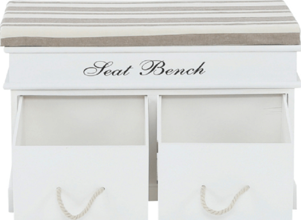 Dřevěná lavice s polštářem SEAT BENCH 1 NEW, bílá