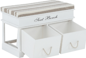 Dřevěná lavice s polštářem SEAT BENCH 1 NEW, bílá