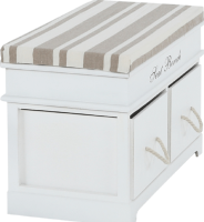 Dřevěná lavice s polštářem SEAT BENCH 1 NEW, bílá