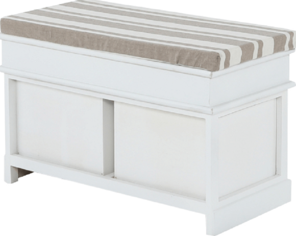 Dřevěná lavice s polštářem SEAT BENCH 1 NEW, bílá