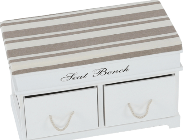 Dřevěná lavice s polštářem SEAT BENCH 1 NEW, bílá