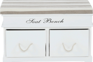 Dřevěná lavice s polštářem SEAT BENCH 1 NEW, bílá