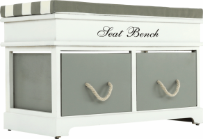 Dřevěná lavice s polštářem SEAT BENCH 2 NEW, šedá, bílá