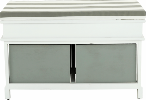 Dřevěná lavice s polštářem SEAT BENCH 2 NEW, šedá, bílá