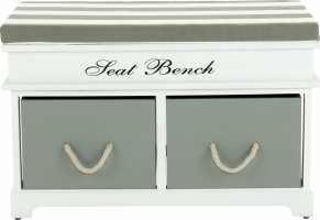 Dřevěná lavice s polštářem SEAT BENCH 2 NEW, šedá, bílá