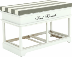 Dřevěná lavice s polštářem SEAT BENCH 2 NEW, šedá, bílá