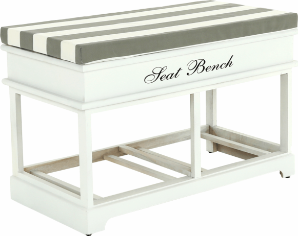 Dřevěná lavice s polštářem SEAT BENCH 2 NEW, šedá, bílá
