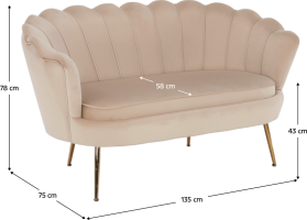 Lavice ve stylu Art-deco, béžová Velvet látka / gold chrom-zlatý, NOBLIN