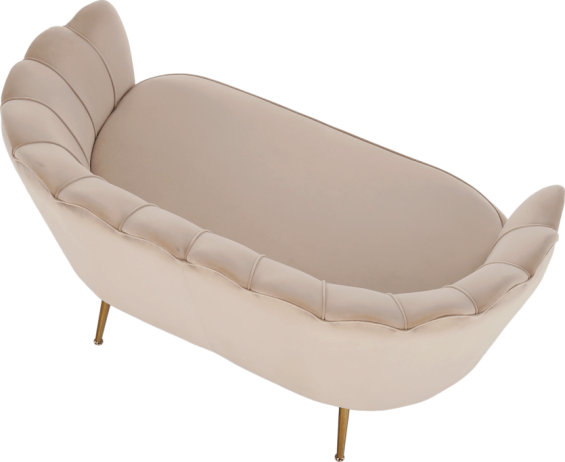 Lavice ve stylu Art-deco, béžová Velvet látka / gold chrom-zlatý, NOBLIN