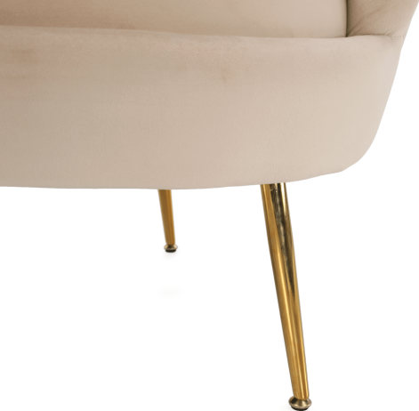 Lavice ve stylu Art-deco, béžová Velvet látka / gold chrom-zlatý, NOBLIN