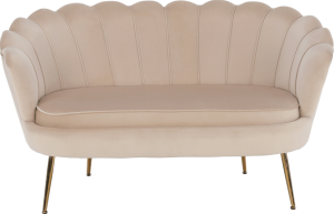 Lavice ve stylu Art-deco, béžová Velvet látka / gold chrom-zlatý, NOBLIN