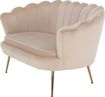 Lavice ve stylu Art-deco, béžová Velvet látka / gold chrom-zlatý, NOBLIN