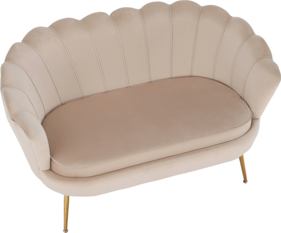 Lavice ve stylu Art-deco, béžová Velvet látka / gold chrom-zlatý, NOBLIN