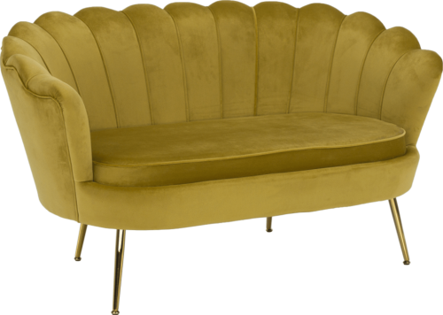 Lavice ve stylu Art-deco, hořčicová Velvet látka / gold chrom-zlatý, NOBLIN