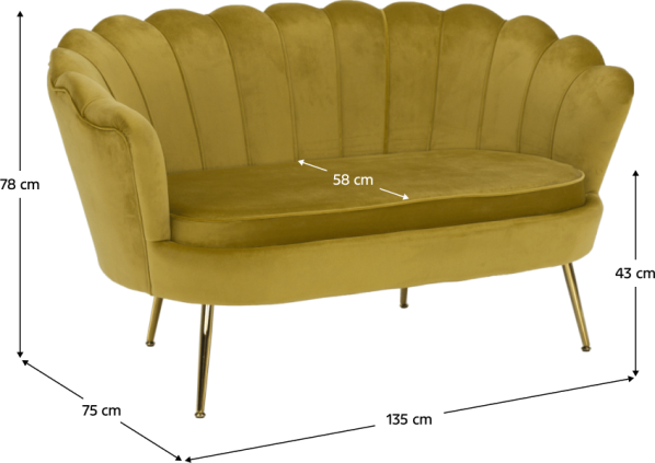 Lavice ve stylu Art-deco, hořčicová Velvet látka / gold chrom-zlatý, NOBLIN