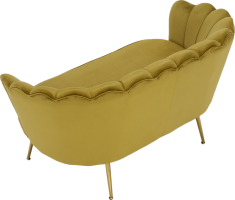 Lavice ve stylu Art-deco, hořčicová Velvet látka / gold chrom-zlatý, NOBLIN
