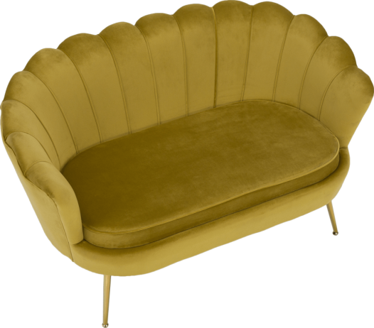 Lavice ve stylu Art-deco, hořčicová Velvet látka / gold chrom-zlatý, NOBLIN