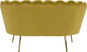 Lavice ve stylu Art-deco, hořčicová Velvet látka / gold chrom-zlatý, NOBLIN