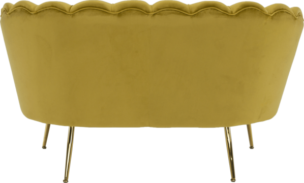 Lavice ve stylu Art-deco, hořčicová Velvet látka / gold chrom-zlatý, NOBLIN