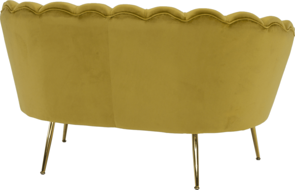 Lavice ve stylu Art-deco, hořčicová Velvet látka / gold chrom-zlatý, NOBLIN