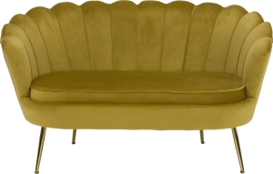 Lavice ve stylu Art-deco, hořčicová Velvet látka / gold chrom-zlatý, NOBLIN