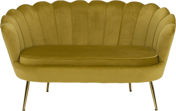 Lavice ve stylu Art-deco, hořčicová Velvet látka / gold chrom-zlatý, NOBLIN