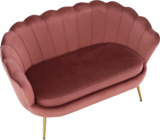Lavice ve stylu Art-deco, růžová Velvet látka / gold chrom-zlatý, NOBLIN