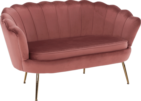 Lavice ve stylu Art-deco, růžová Velvet látka / gold chrom-zlatý, NOBLIN
