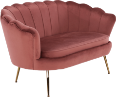 Lavice ve stylu Art-deco, růžová Velvet látka / gold chrom-zlatý, NOBLIN