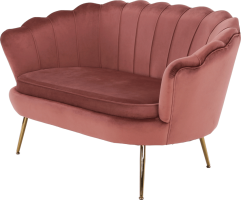 Lavice ve stylu Art-deco, růžová Velvet látka / gold chrom-zlatý, NOBLIN