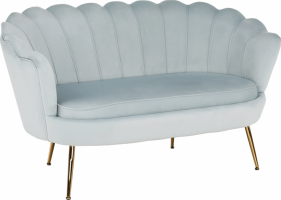 Lavice ve stylu Art-deco, šedomodrá Velvet látka / gold chrom-zlatý, NOBLIN