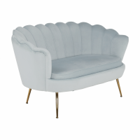 Lavice ve stylu Art-deco, šedomodrá Velvet látka / gold chrom-zlatý, NOBLIN