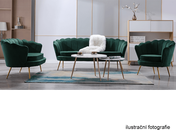 Lavice ve stylu Art-deco, smaragdová Velvet látka / gold chrom-zlatý, NOBLIN