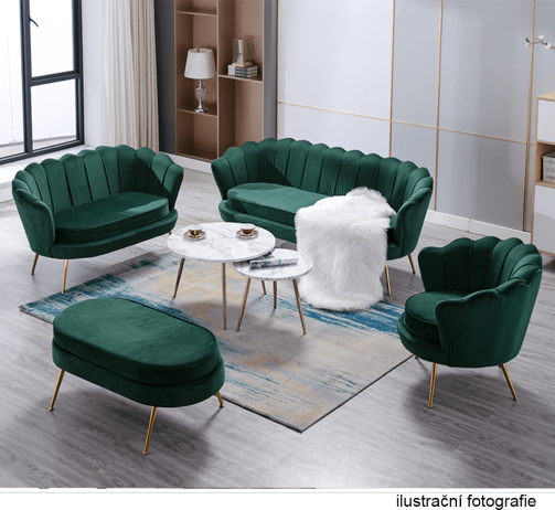 Lavice ve stylu Art-deco, smaragdová Velvet látka / gold chrom-zlatý, NOBLIN