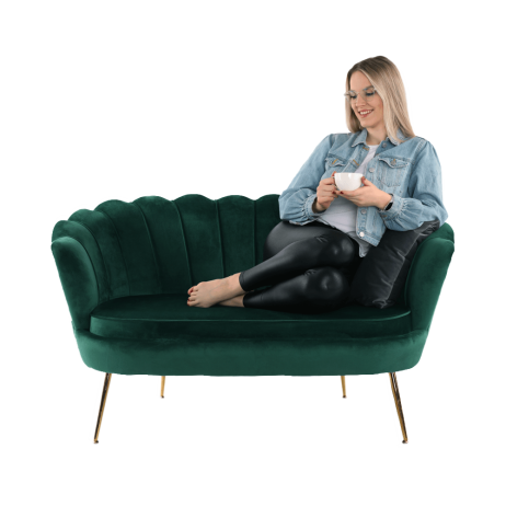Lavice ve stylu Art-deco, smaragdová Velvet látka / gold chrom-zlatý, NOBLIN
