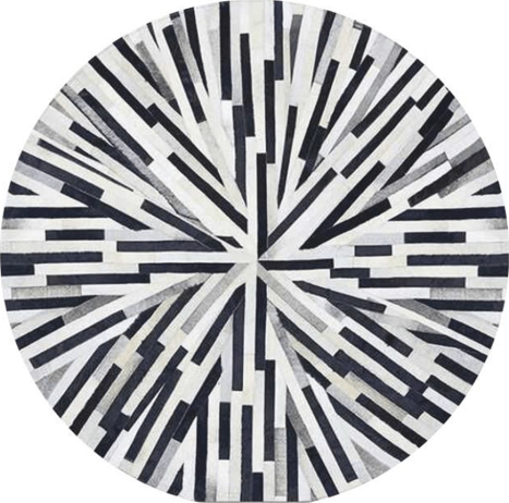 Luxusní kulatý koberec KŮŽE Typ8, patchwork, 200x200 cm