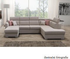 Luxusní sedací souprava MARIETA U, béžová / cihlová, pravá