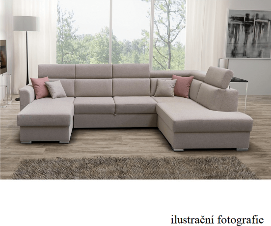 Luxusní sedací souprava MARIETA U, béžová / cihlová, pravá