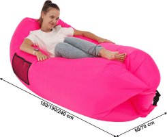 Nafukovací sedací vak/lazy bag, růžová, LEBAG