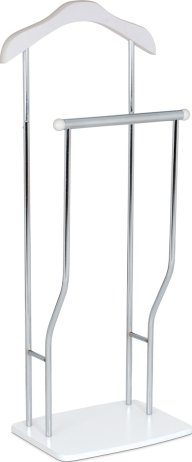 Němý sluha, výška 108 cm, MDF - bílý matný lak, kov - chrom, nosnost 5 kg