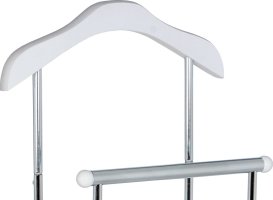 Němý sluha, výška 108 cm, MDF - bílý matný lak, kov - chrom, nosnost 5 kg