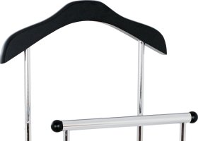 Němý sluha, výška 108 cm, MDF - černý matný lak, kov - chrom, nosnost 5 kg
