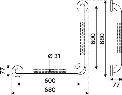 Rohové nerezové madlo 60 cm