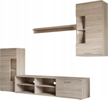 Obývací stěna, dub sonoma, DTD foliovaná, FRONTAL 1 NEW