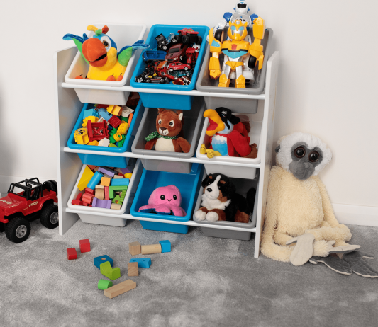 Organizér / regál na hračky, vícebarevná / vzor, DARLING TYP 3